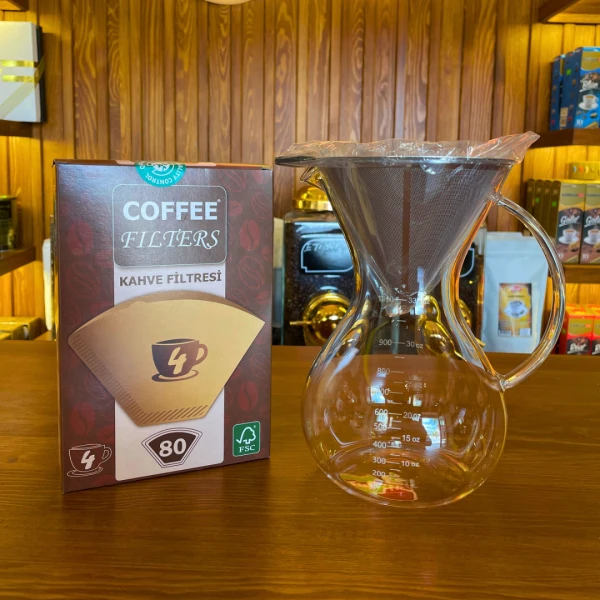 Cam, Paslanmaz Çelik Kahve Demliği ve Kahve Filtresi